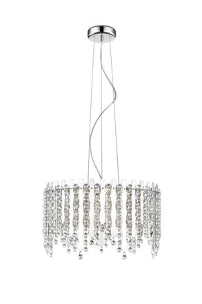 Netlighting Belize 5 Light LED Chrome Crystal Pendant Ceiling Light in Grey