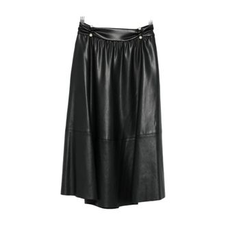 Liu Jo Midi Skirts, female, Black, Size: S Coated Fabric Skirt