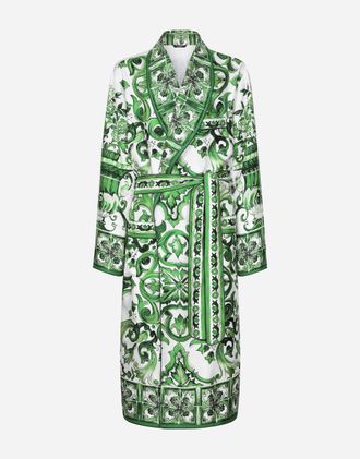 Dolce & Gabbana Silk Twill Robe With Majolica Print - Man Underwear And Loungewear Print 48