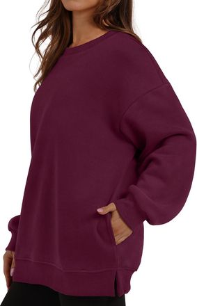 Generic Womens Oversized Sweatshirts Loose Long Sleeve Fit Womens Oversized Sweatshirts Crewneck Long Sleeve Tops Pullover Fall Fashion Clothes With Pocket Ju