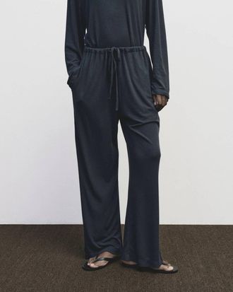 Mijeong Park Wool Cotton Jersey Pants In Navy