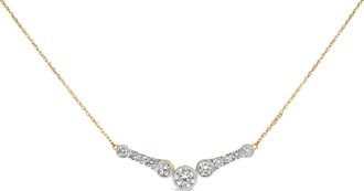 House of Brilliance 10K Yellow Gold Plated Sterling Silver 1 1/2 Cttw Lab Grown Diamond V Bar Necklace