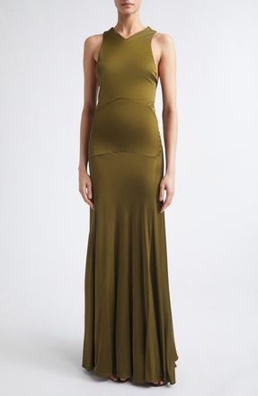 Proenza Schouler Naia Satin Jersey Maxi Dress in Moss at Nordstrom, Size 10