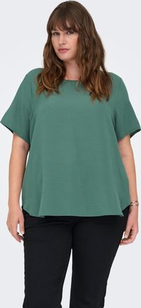 Only Carmakoma Shirtbluse ONLY CARMAKOMA CARVICA SS TOP WVN NOOS, Damen, Gr. 42, balsam gr&uuml;n, Web, Obermaterial: 97% Polyester, 3% Elasthan, unifarben, regular fit n