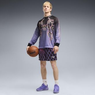 Puma Shorts da basket Melo Asteriks Printed Mesh 7 da uomo, Accessori, Viola, 3XL