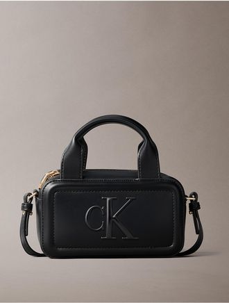 Calvin Klein Womens Bold Monogram Bauletto Bag - Black