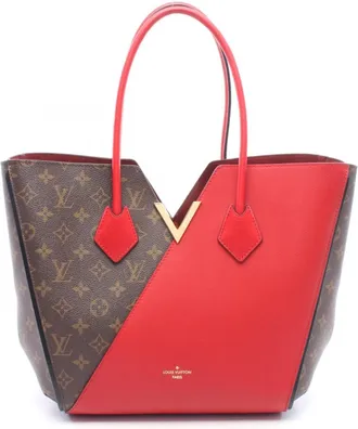 Louis Vuitton Brown Cerise Red Color Coated Canvas Pvc Monogram Leather Handbag Tote Bag (Pre-Owned)