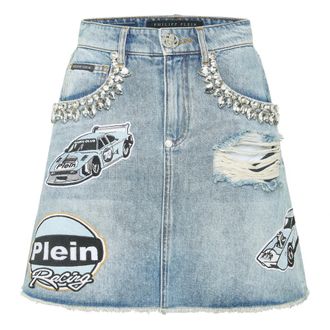 Philipp Plein Dames, Rokken, Blauw, Maat: XS Denim