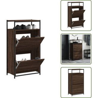 vidaXL Scarpiera salvaspazio - vidaXL Scarpiera Rovere Marrone 60x34x112 cm in Legno Multistrato - Scarpiera con cassetti