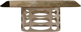 MondoViro Mesa fija en cristal bronce martillado 210x110 cm 75h