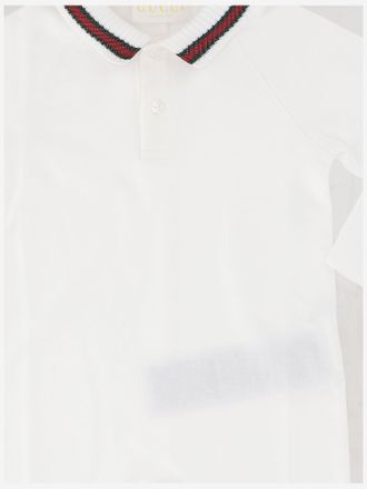 Gucci Stretch Cotton With Web Pattern Romper - White