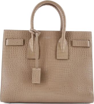 Saint Laurent Sac de Jour Bag Crocodile Embossed Patent Small tote bag - Beige