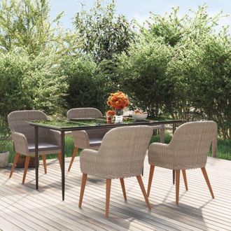 vidaXL Juego De Comedor De Jard&iacute;n 5 Piezas Con Cojines Marr&oacute;n Vidaxl