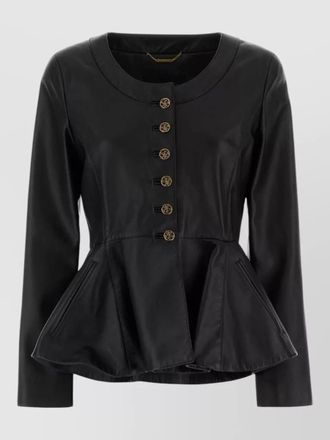 Chlo&eacute; leather jacket button detail long sleeves