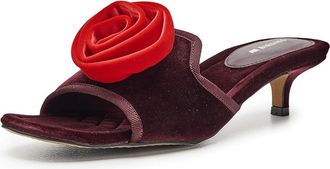 Birdies Kiwi Kitten Flower Womens Flat Shoes Burgundy Velvet : 9.5 M, Textile