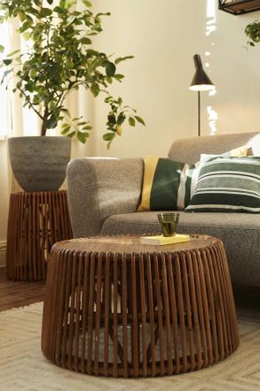 Tom Tailor Beistelltisch &raquo;T-RATTEM SIDE TABLE LARGE&laquo;, gro&szlig;er Beistelltisch aus Rattan mit Platte aus recycletem Teakholz
