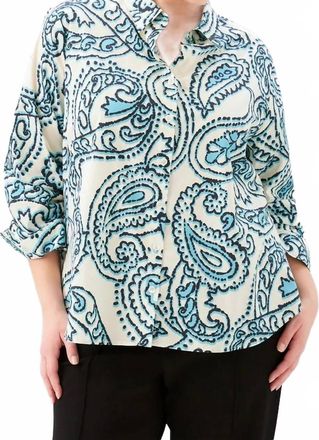Karen Kane Ruched Sleeve Button- Up Shirt - Plus In Print