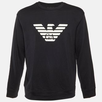 Emporio Armani Black Logo Detail Modal & Cotton Knit Sweatshirt