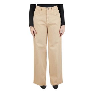 Kiton Wide Trousers, female, Beige, Size: S Jeans Regular Solid 100% Handmade