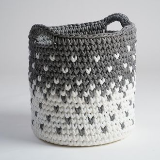 Wanda Collection Wanda Collection - Gran Cesta De Cuerda Gris Y Blanco M Elly