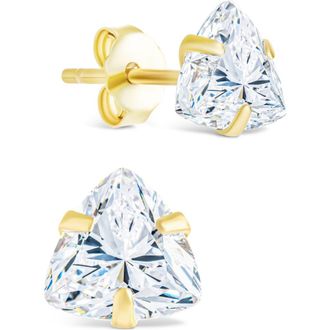 Sterling Forever Trillion Cut Cubic Zirconia Stud Earrings in Gold at Nordstrom