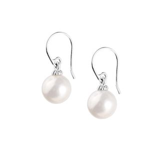 Dower & Hall 9k Gold White Luna Pearl Drop Hoops