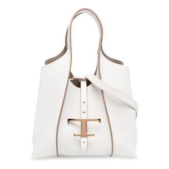 Tod's T Timeless Mini Shopping Bag - Dames - Shoppers - Wit - ONE Size - Leer - Tassen