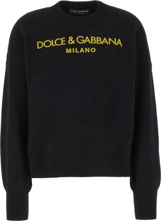 Dolce & Gabbana Logo-print Cashmere Jumper - Dames - Cashmere truien - Zwart - M - Kasjmier - Truien & Vesten