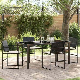 vidaXL Conjunto De Comedor De Jard&iacute;n 5 Pcs Negro Polirat&aacute;n Vidaxl