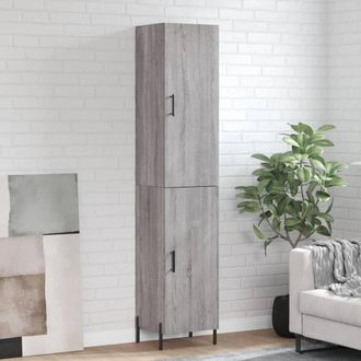 vidaXL Aparador Alto Madera Contrachapada Gris Sonoma 34,5x34x180 Cm Vidaxl