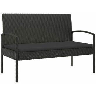 vidaXL Banco De Jard&iacute;n Con Coj&iacute;n Rat&aacute;n Sint&eacute;tico Negro 105 Cm Vidaxl