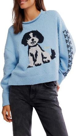 Free People Story Book Cotton Blend Sweater in Clear Skies Combo at Nordstrom, Size X-Large