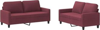 vidaXL Vidaxl - Juego De Sof&aacute;s Con Cojines 2 Piezas Tela Rojo Tinto