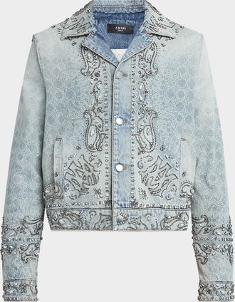 Amiri Men & apos;s Crystal Bandana Denim Jacket