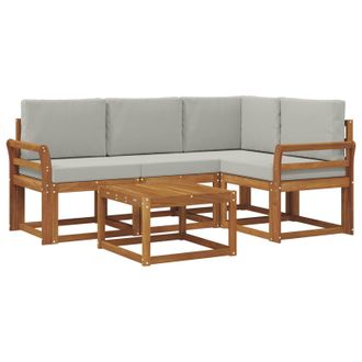 vidaXL Conjunto De Sof&aacute;s De Exterior 5 Pcs Gris Natural Y Claro Vidaxl