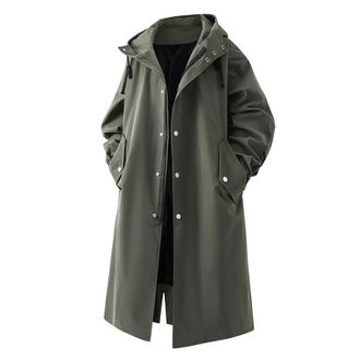 Generic Men Long Coat, Trench Coat Slim Fit Notched Collar Coats For Men Uk Winter Classic Jacket Casual Long Jacket Warm Overcoat Trenchcoat Regular Fit Full