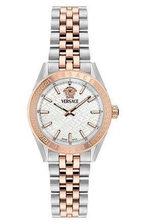 Versace V-Code Bracelet Watch, 36mm in Silver/rose Gold at Nordstrom
