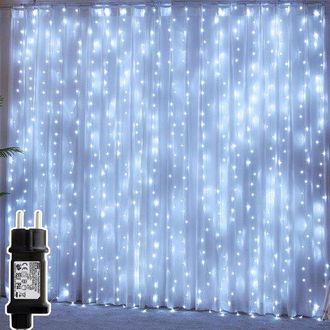 OEM Cortina De Luces Led De 3 M Con 300 Led - Blanco Hielo - 8 Modos - Perfecta Para Decoraci&oacute;n De Fiestas E Iluminaci&oacute;n Exterior
