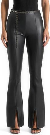 Mani&egrave;re De Voir Ninon Leather Fit And Flare Leggings With Chain in Black at Nordstrom, Size Xx-Large