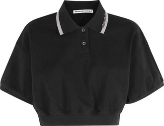 Alexander Wang Relaxte Cropped Cinched Polo - Dames - Polos - Zwart - XS - Tops