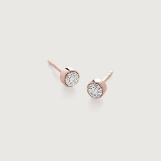 Monica Vinader Rose Gold Fiji Tiny Button Diamond Stud Earrings Diamond