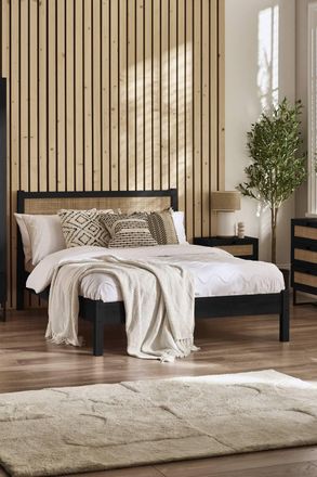 Julian Bowen Padstow Rattan Effect Bed in Black | Size: Double