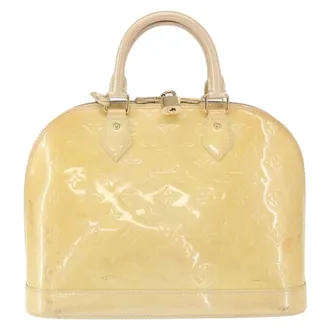 Louis Vuitton Alma Monogram Vernis Beige Patent_Leather Handbag (Pre-Owned)