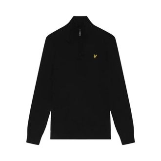 Lyle & Scott Turtlenecks, male, Black, Size: XL Cotton Merino 1/4 Zip Jumper