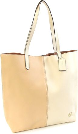 Coach Beige Leather Handbag Shoulder Bag Tote Bag (Pre-Owned)