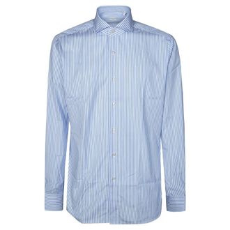 Xacus Camicia Pari Pari Collo Francese - Heren - Casual Overhemden - Blauw - 2XL - Leer - Overhemden