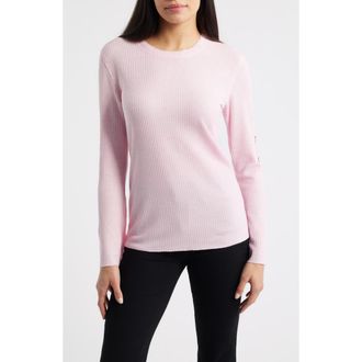 Nikki Lund Fleur Embroidered Thermal Knit Top in Pink at Nordstrom, Size X-Large