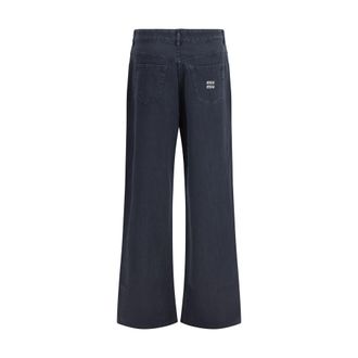 Miu Miu Womens Blue Cotton Flared Jeans Clothing