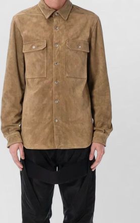 Rick Owens suede leather overshirt hip length boxy