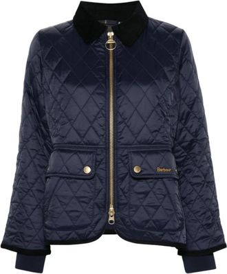 Barbour Beadnell Fitted Quilted Jacket - Dames - Winterjassen - Blauw - M - Katoen - Jassen